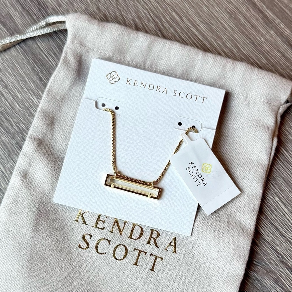 🎁 Kendra Scott Gold & Clear Glass Leanor Necklace NWT